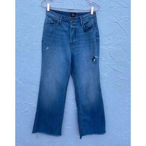 BDG Urban Outfitters Womens Wide Leg Distressed Fringe Denim Jeans Blue Sz 27